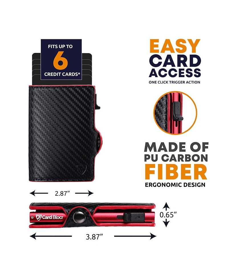 Conceal Plus Men's Card Blocr Rfid Blocking Card Holder Pop Up Wallet for Men - Minimalist Front Pocket Wallet with Internal Cash Id Storage