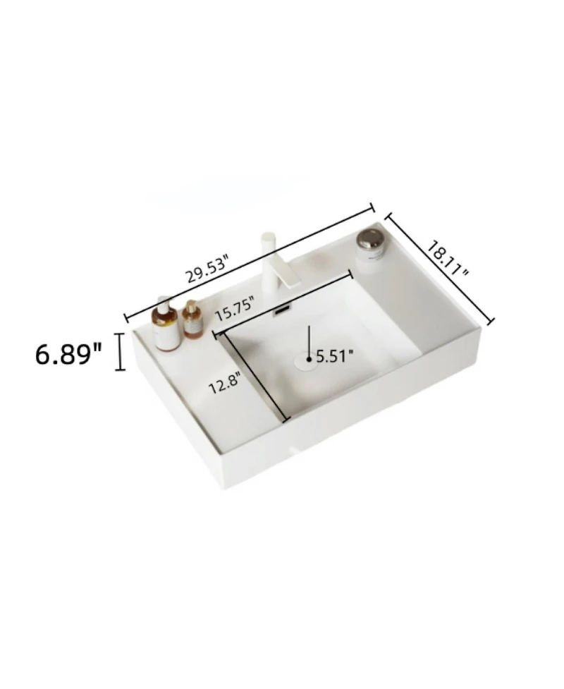 Sillysis Floating Bathroom Vanity with Acrylic Integrated Sink, Wall Mounted Shelf