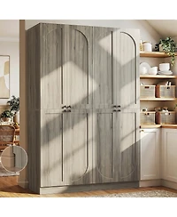 Aheaplus Tall Arch Pantry Cabinet with Doors and Shelves, Wooden Kitchen