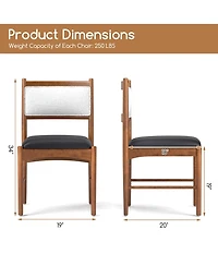 Gymax Wooden Dining Chair Set of 4 w/ Rubber Wood Frame Faux Leather Padded Seat