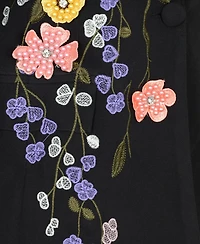 Modenaire Women's Floral Embroidered Notch-Lapel Blazer