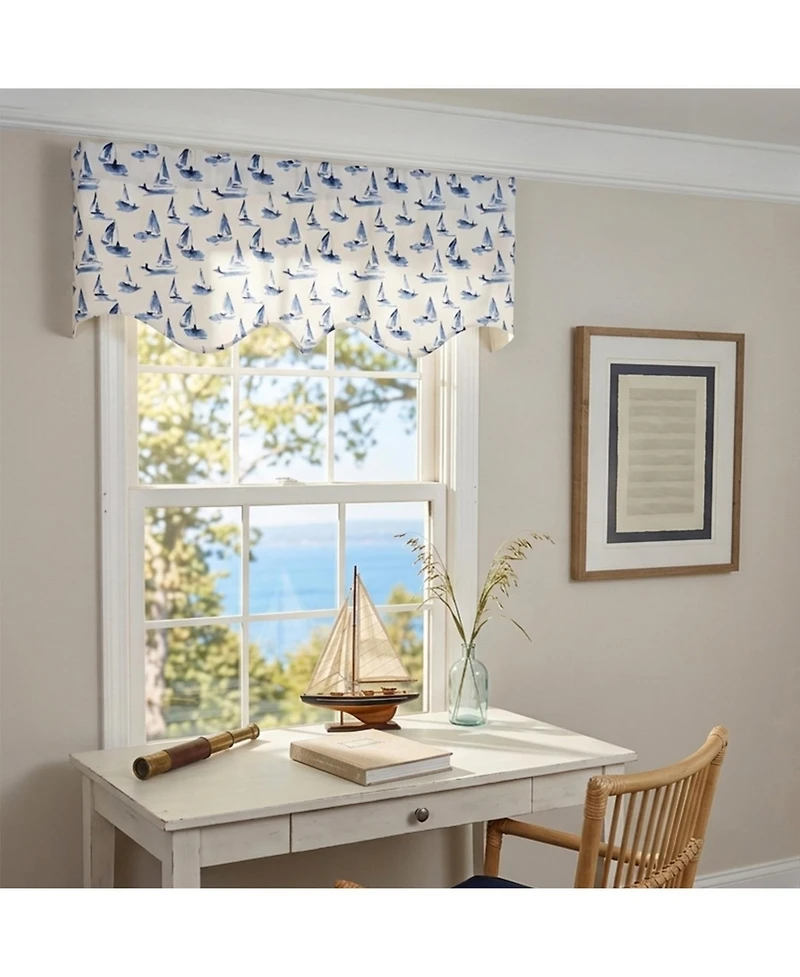 Rlf Home 100percentage Cotton Sailboats Regal With Lining Rod Pocket Window Valance