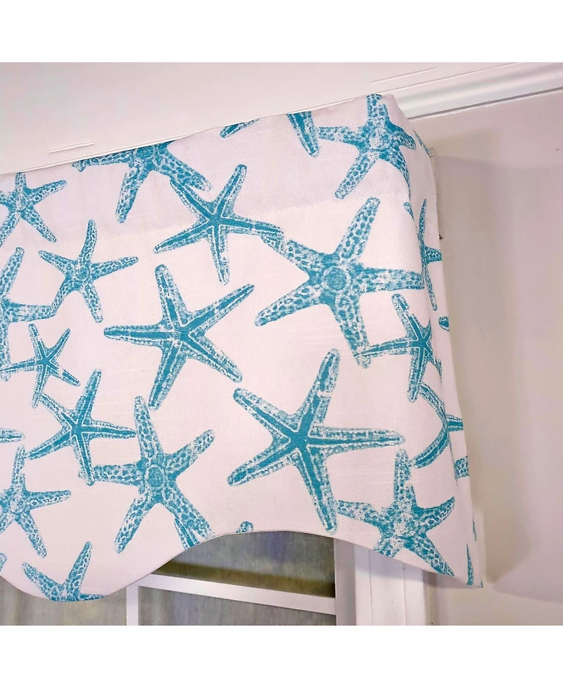 Rlf Home 100percentage Cotton StarFish Regal With Lining Rod Pocket Window Valance