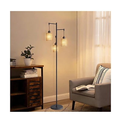 Sofucor 66-inch Modern Floor Lamps With Rattan Shade and Foot Switch