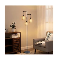 Sofucor 66-inch Modern Floor Lamps With Rattan Shade and Foot Switch