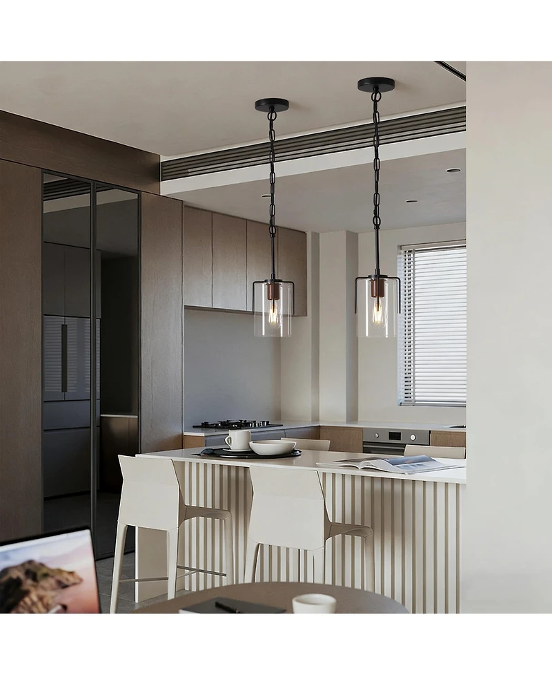 Midola Modern Industrial Pendant Light with Clear Glass Shade, Adjustable Metal Pendant Lighting for Kitchen Island Dining Room Entryway