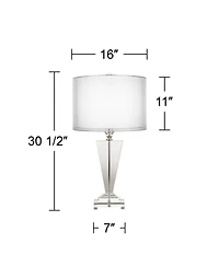 Vienna Full Spectrum Modern Table Lamp 30.5" Tall Clear Crystal Trophy Double Sheer Drum Shade for Living Room Bedroom