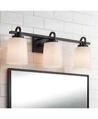 Possini Euro Design Barnes 24" High 3 Light Bathroom Vanity Wall Lamp Light Fixture Mount Over The Sink Mirror Hardwired