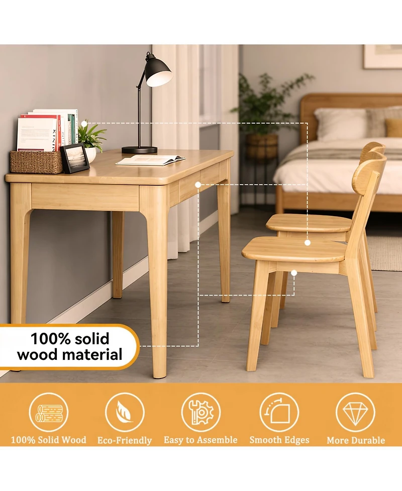 Rainsken Modern Dining Chairs Set of 4, Adjustable Foot Pads, Stable Reinforced Design, with Curved Backrest,for Dining Room, Study, Cafe