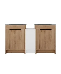 Sillysis Freestanding Double Bathroom Vanity Set with Ceramic Sinks, Plywood Cabinets, Center Storage for Modern Bathrooms