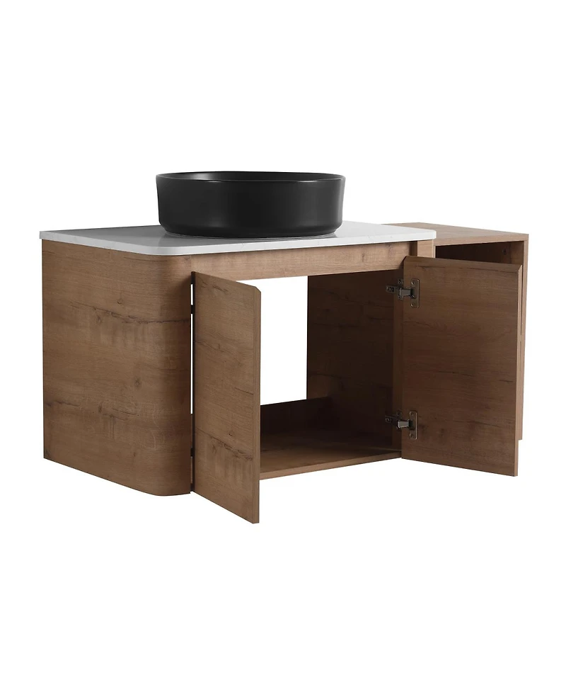 Sillysis Wall Mounted Bathroom Vanity with Ceramic Vessel Sink