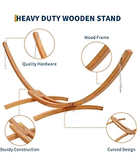 gaomon Wood Hammock Stand Only, Max 475 Lbs, Heavy Duty Weatherproof Wood Hammock Stand for Outdoor, Indoor, Garden, Patio, Backyard