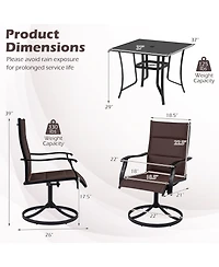 Sugift 5-Piece Patio Dining Set with Swivel Rocking Chairs