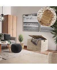 Casafield Storage Chest with Lid, Handles, Safety Hinge - , Water Hyacinth Wicker Storage Trunk for Bedroom, Entry Way, Living Room