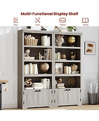homfan 5-Tier Modern Storage Cabinet with Doors and Adjustable Shelves, Anti-Slip Tall Bookcase for Home Office, Living Room, Study, Library
