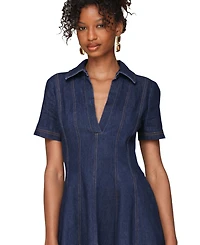 Avec Les Filles Women's Red Fit-and-Flare Collared Mini Dress