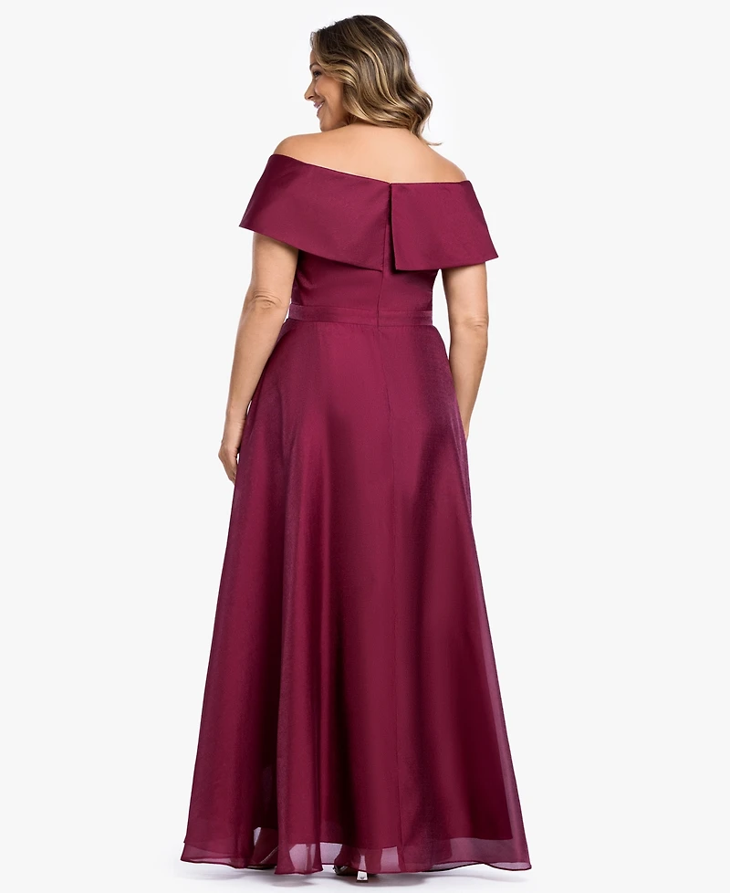 Xscape Plus Off-The-Shoulder Sleeveless Gown