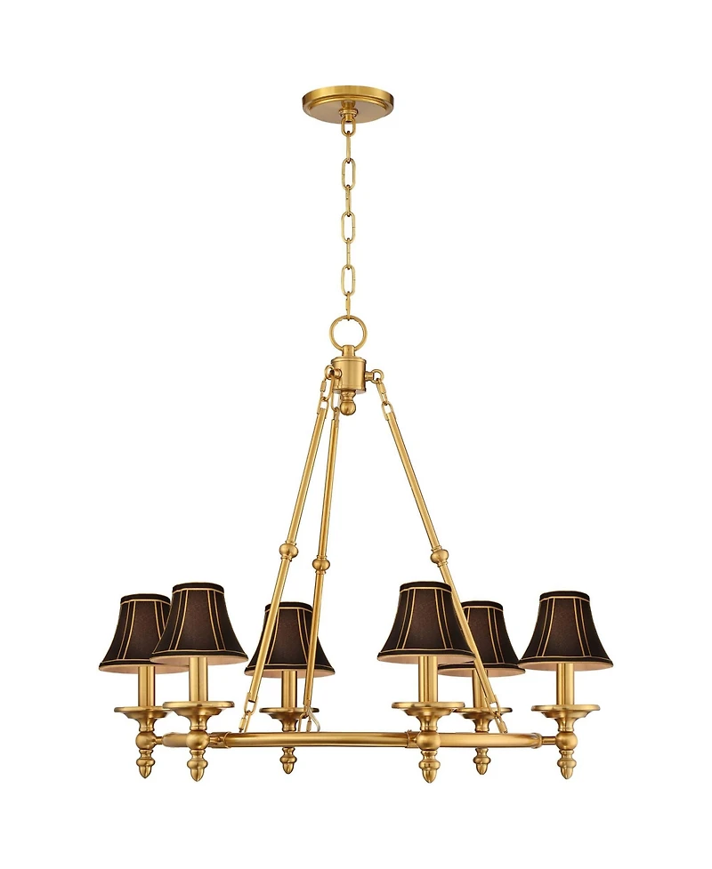 Stiffel Hartley 28inch Antique Gold 6-Light Chandelier with Shade