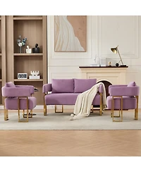 Streamdale Furniture Ts Modern Velvet Side Chair with Gold Metal Legs Lilac (Combo Set)