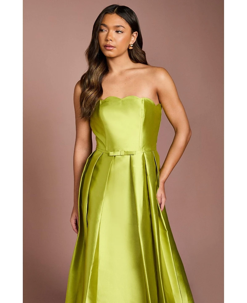 Coast Women's Scalloped Strapless Midi Dress