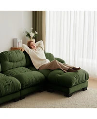 Streamdale Furniture Pleated Chenille 2-Seater Modular Sofa with 2 Ottomans and Pillows