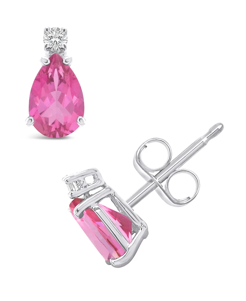 Pink Topaz (1 ct. t.w.) and Diamond Accent Stud Earrings in 14K Yellow Gold or 14K White Gold
