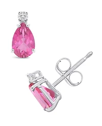 Pink Topaz (1 ct. t.w.) and Diamond Accent Stud Earrings in 14K Yellow Gold or 14K White Gold
