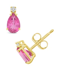 Pink Topaz (1 ct. t.w.) and Diamond Accent Stud Earrings 14K Yellow Gold or White