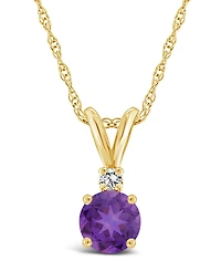Amethyst (1/2 ct. t.w.) and Diamond Accent Pendant Necklace in 14K Yellow Gold or 14K White Gold