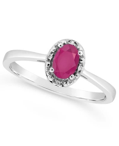 Sapphire (5/8 ct. t.w.) and Diamond Accent Ring Sterling Silver (Also Ruby