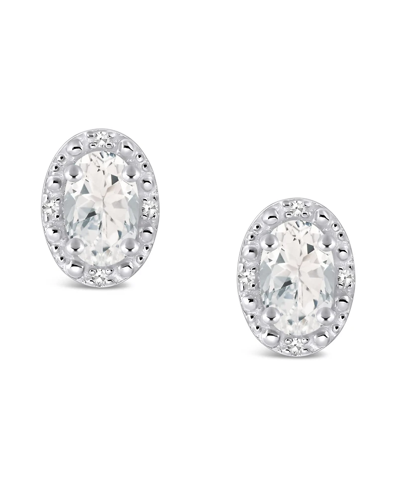 White Topaz (1-1/8 ct. t.w.) and Diamond Accent Stud Earrings in Sterling Silver