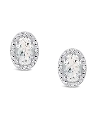 White Topaz (1-1/8 ct. t.w.) and Diamond Accent Stud Earrings in Sterling Silver