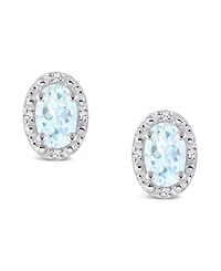 Aquamarine (3/4 ct. t.w.) and Diamond Accent Stud Earrings in Sterling Silver