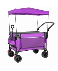 Streamdale Furniture Multi-Functional Folding Wagon Cart with Canopy All-Terrain Wheels