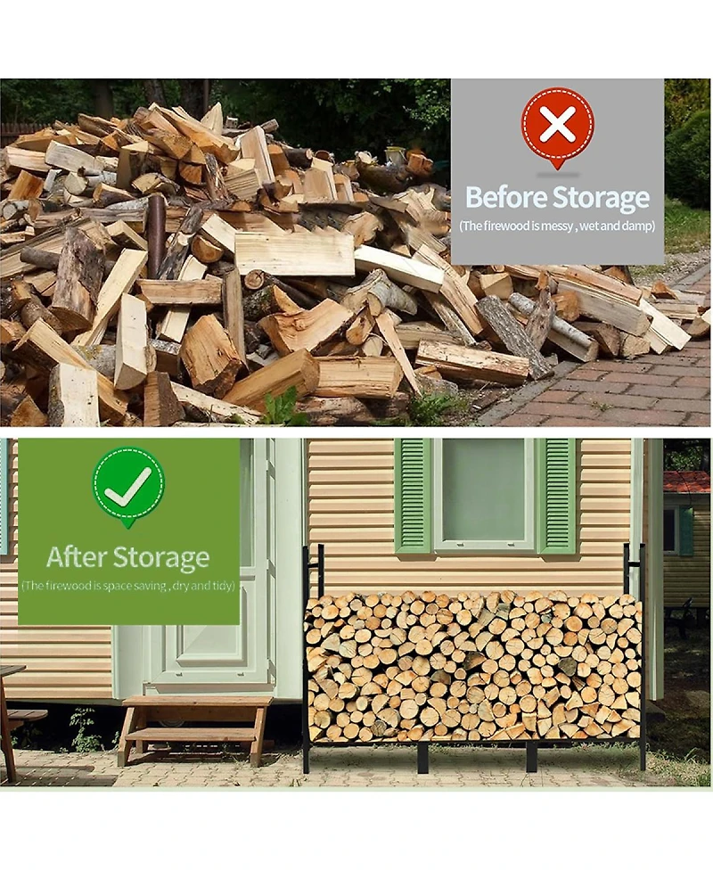 Streamdale Furniture Heavy-Duty Outdoor Firewood Rack with Waterproof Cover