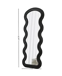 Midola Flannel Full Length Wave Black Floor Mirror with Stand for Bedroom Living Room Hanging or Against The Wall