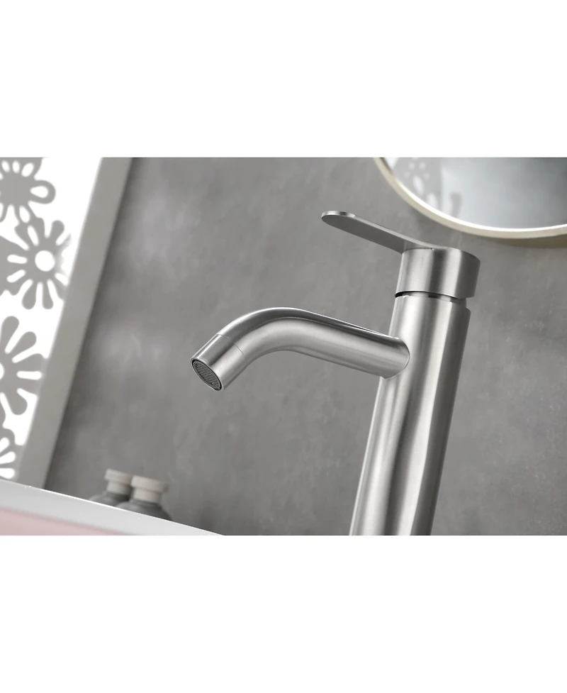 Midola Brushed Nickel Single Handle Bathroom Vanity Sink Faucet Stainless Steel with Modern Design for Bathroom