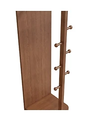 Midola 360degree(s) Rotating 66"x17.8" Multifunctional Full Length Mirror with Hook Storage Rack Coat Rack with Mirror Solid Wood Floor Mirror