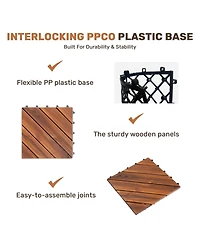 Streamdale Furniture Acacia Wood Interlocking Deck Tiles - Waterproof Outdoor Flooring
