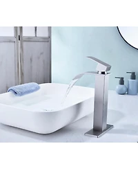 Midola Waterfall Spout Bathroom Faucet,Single Handle Bathroom Vanity Sink Faucet for Bathroom