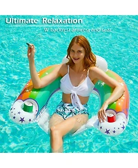 Aofar Inflatable Pool Float Chair Lounger Cup Holder Adults