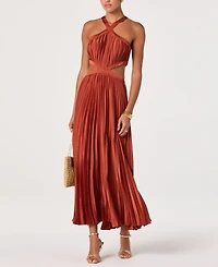 Astr the Label Women's Halter Neck Pleated Midi Dress