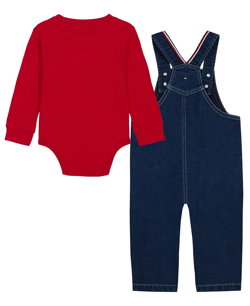 Tommy Hilfiger Baby Boys' Denim Overalls and Long-Sleeve Bodysuit, 2-Piece Set