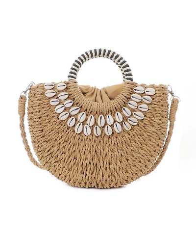 Adornia Women's Basket Arc Shell-Embroidered Handle Bag with Shoulder Strap