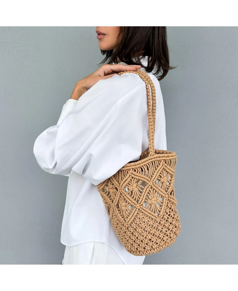 Adornia Fine Women's Natural Raffia Crochet Tote