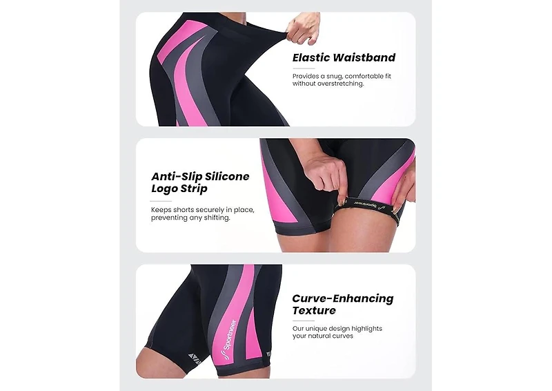 Sportneer Women Padded Bike Shorts – Large, Bicycle Cycling Shorts for Women's Biking, 4D Gel Padding for Mountain Bike and Road Bike