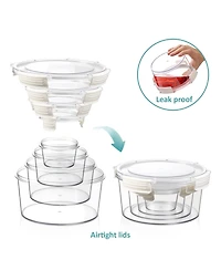 Sorbus Clear 4 Pack Round Stackable Food Storage Bowls with Airtight Lids for Pantry, Fridge, Mealprep and More