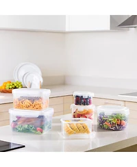 Sorbus 3 Pack Clear Stackable Plastic Food Storage Container with Airtight Lids for Pantry, Fridge, Mealprep and More