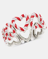 Holiday Lane Candy Cane Heart Stretch Bangle Bracelet, Macy's Exclusive