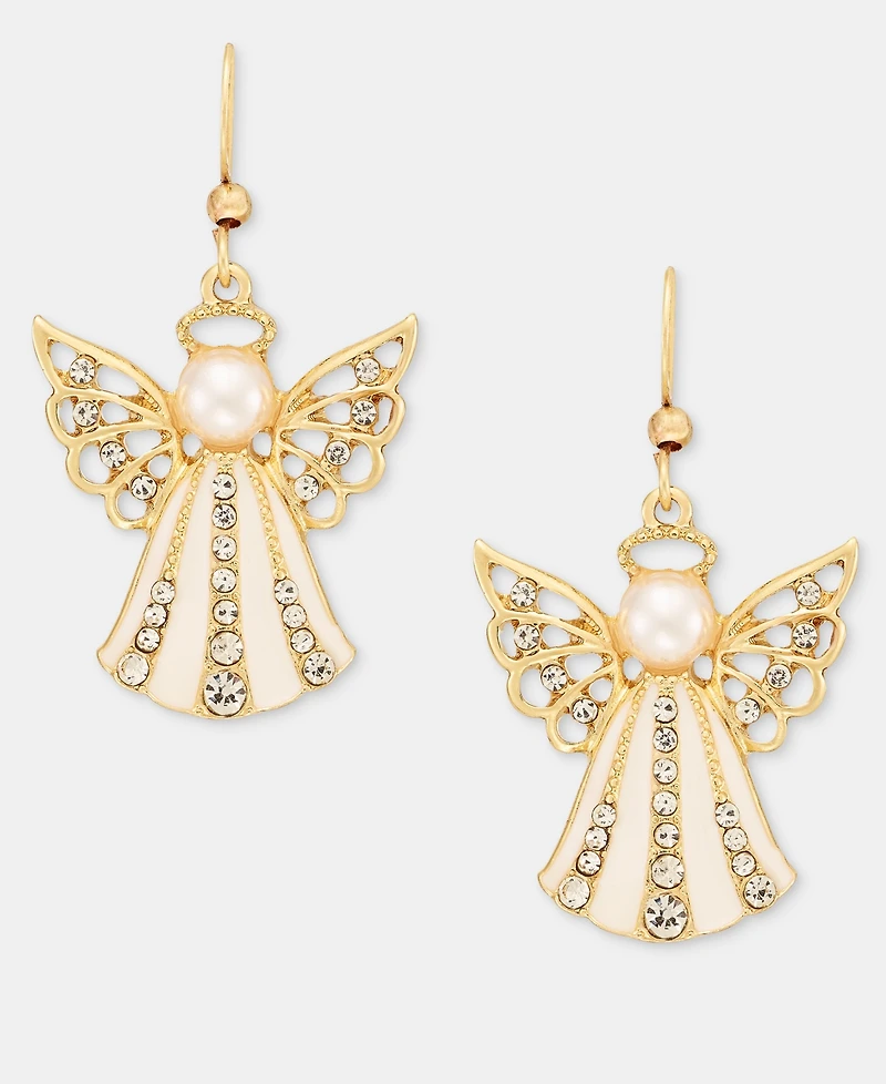 Holiday Lane Faux Pearl Angel Drop Earrings, Macy's Exclusive